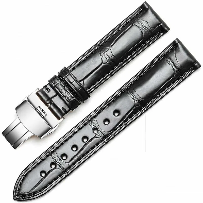 港爵竹节纹鳄鱼皮手表带代用浪琴欧米茄天梭积家万国男女通用真皮表带手表表带通用