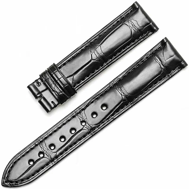 港爵竹节纹鳄鱼皮手表带代用浪琴欧米茄天梭积家万国男女通用真皮表带手表表带通用