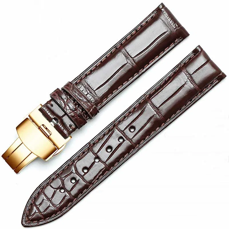 港爵竹节纹鳄鱼皮手表带代用浪琴欧米茄天梭积家万国男女通用真皮表带手表表带通用