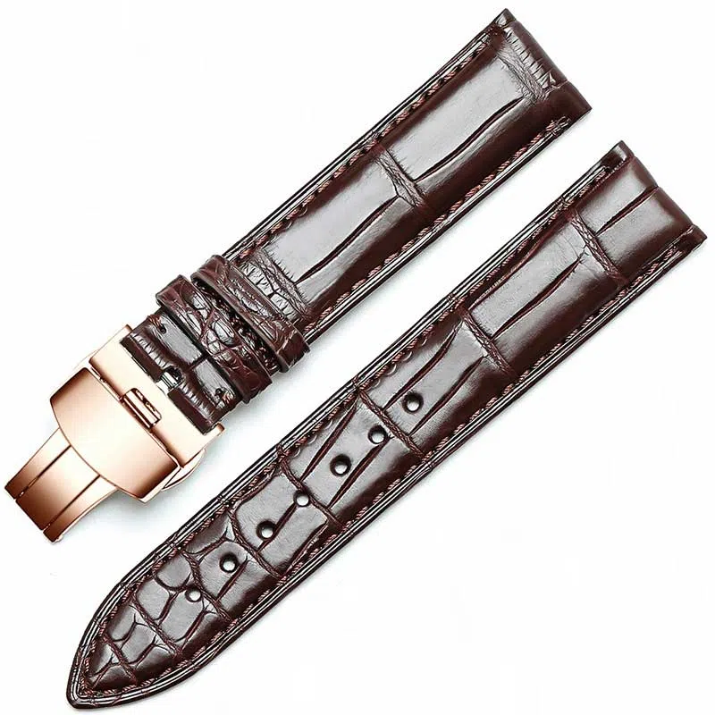 港爵竹节纹鳄鱼皮手表带代用浪琴欧米茄天梭积家万国男女通用真皮表带手表表带通用