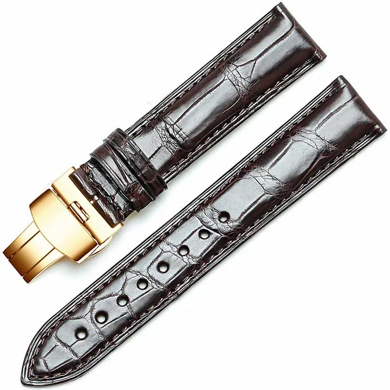 港爵竹节纹鳄鱼皮手表带代用浪琴欧米茄天梭积家万国男女通用真皮表带手表表带通用
