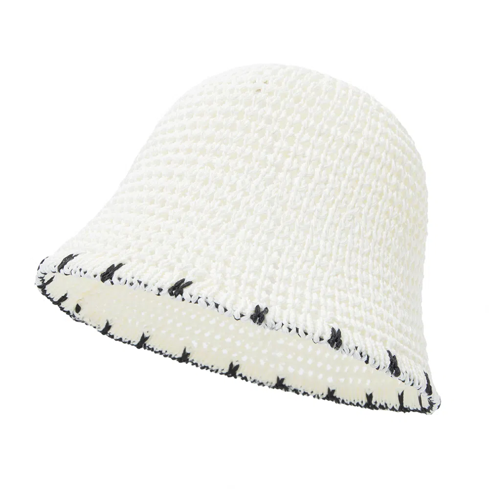 白卷 夏日百搭遮阳拼色编织防晒太阳帽 草编 聚酯纤维 渔夫帽 男女同款情侣款