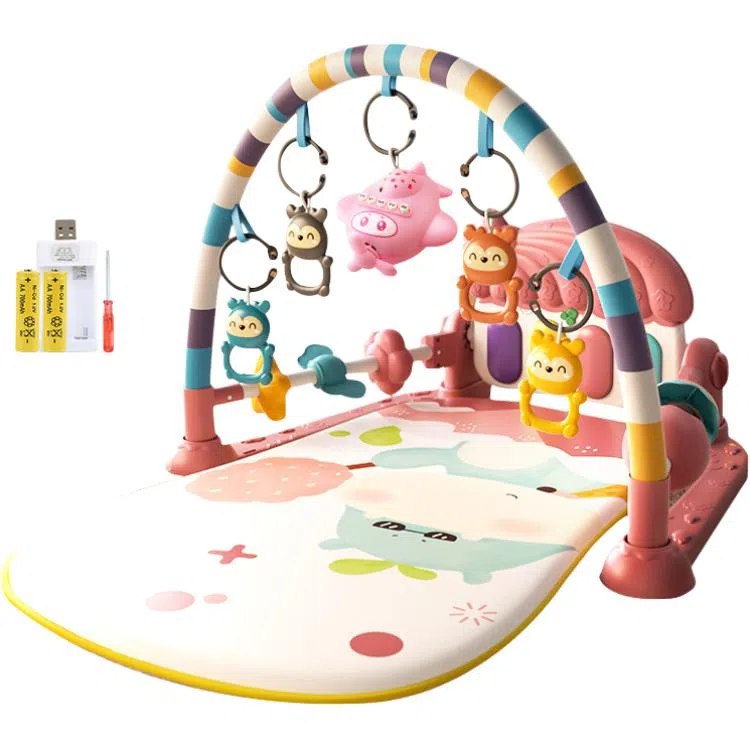 益米 婴儿健身架 安抚哄娃神器 脚踏钢琴 故事机 有灯光 早教益智玩具