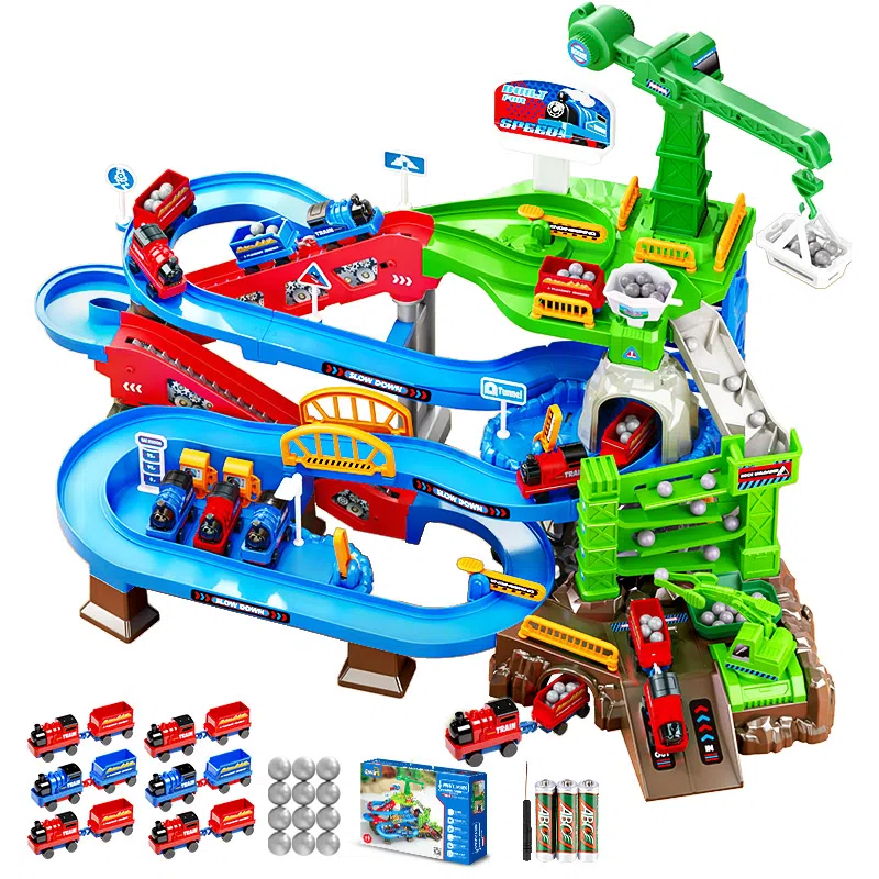 贝杰斯 矿场汽车轨道 闯关大冒险 电动工程 早教益智玩具