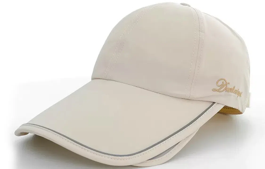 优幽兰 防紫外线休闲简约加大帽檐薄款伸缩户外运动透气速干可扎马尾 聚酯纤维 防晒帽 女款