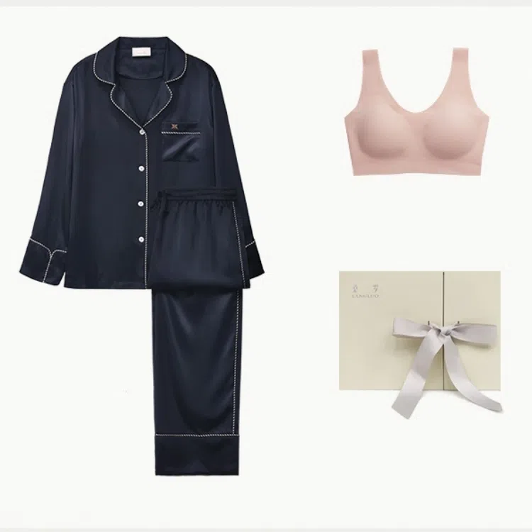 桑罗 精致高级真丝轻盈贴肤舒适休闲睡衣套装 女款 礼盒装