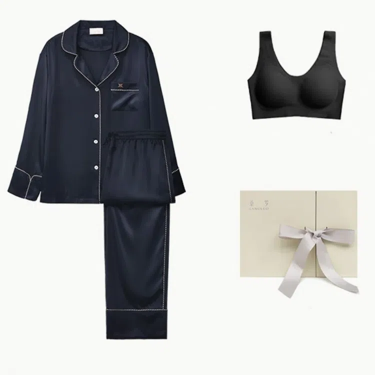 桑罗 精致高级真丝轻盈贴肤舒适休闲睡衣套装 女款 礼盒装