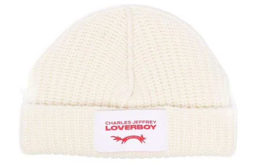 Charles Jeffrey Logo Beanie White