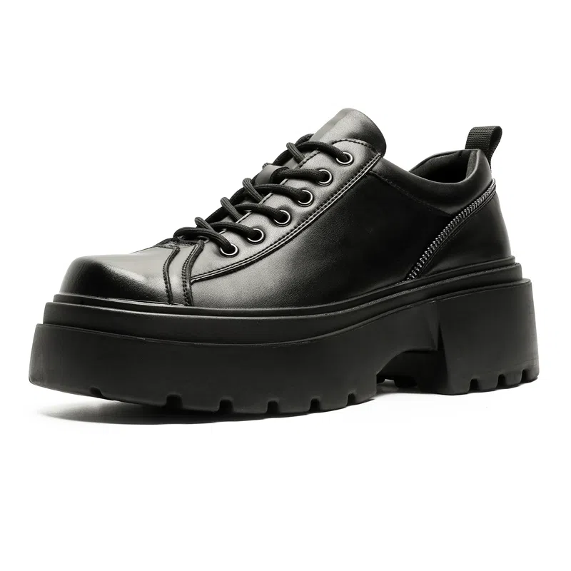 卡奇奥蒂 超纤皮 厚底增高高级感 日系复古 大头 休闲鞋 男款 黑色