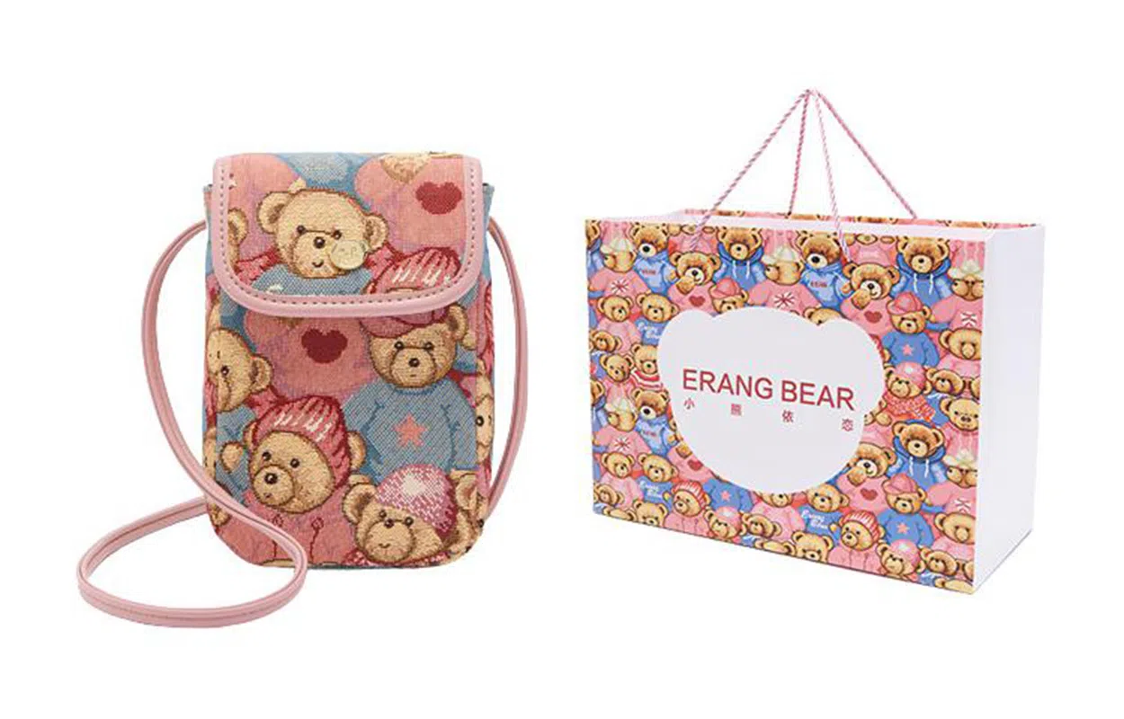 小熊依恋 女士手机包 聚酯纤维 织花轻便零钱包小巧单肩斜挎包女迷你小包多色