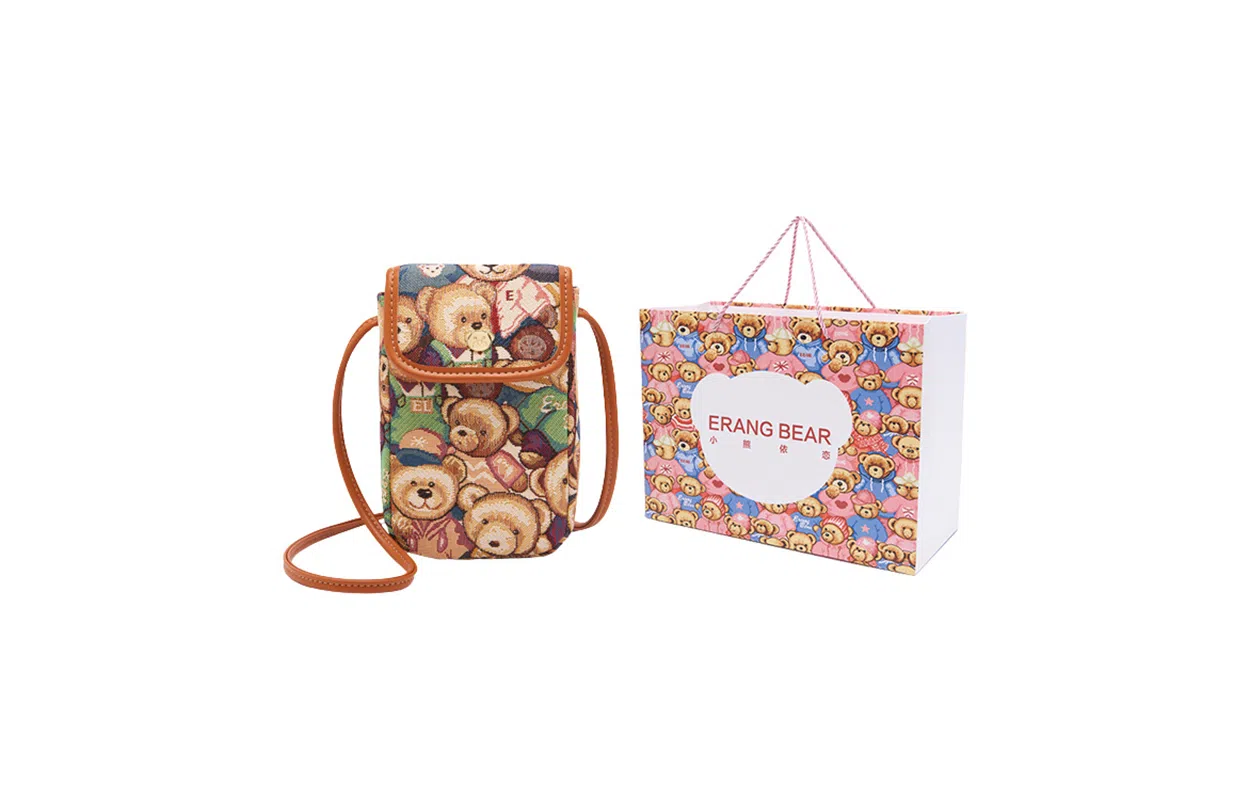 小熊依恋 女士手机包 聚酯纤维 织花轻便零钱包小巧单肩斜挎包女迷你小包多色