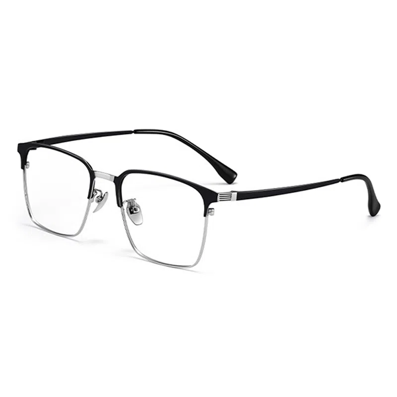 【联系客服可配度数】 苍木优品 近视理工半框可配度数斯文眉线框 合金β钛 方形 光学镜架 男女同款情侣款