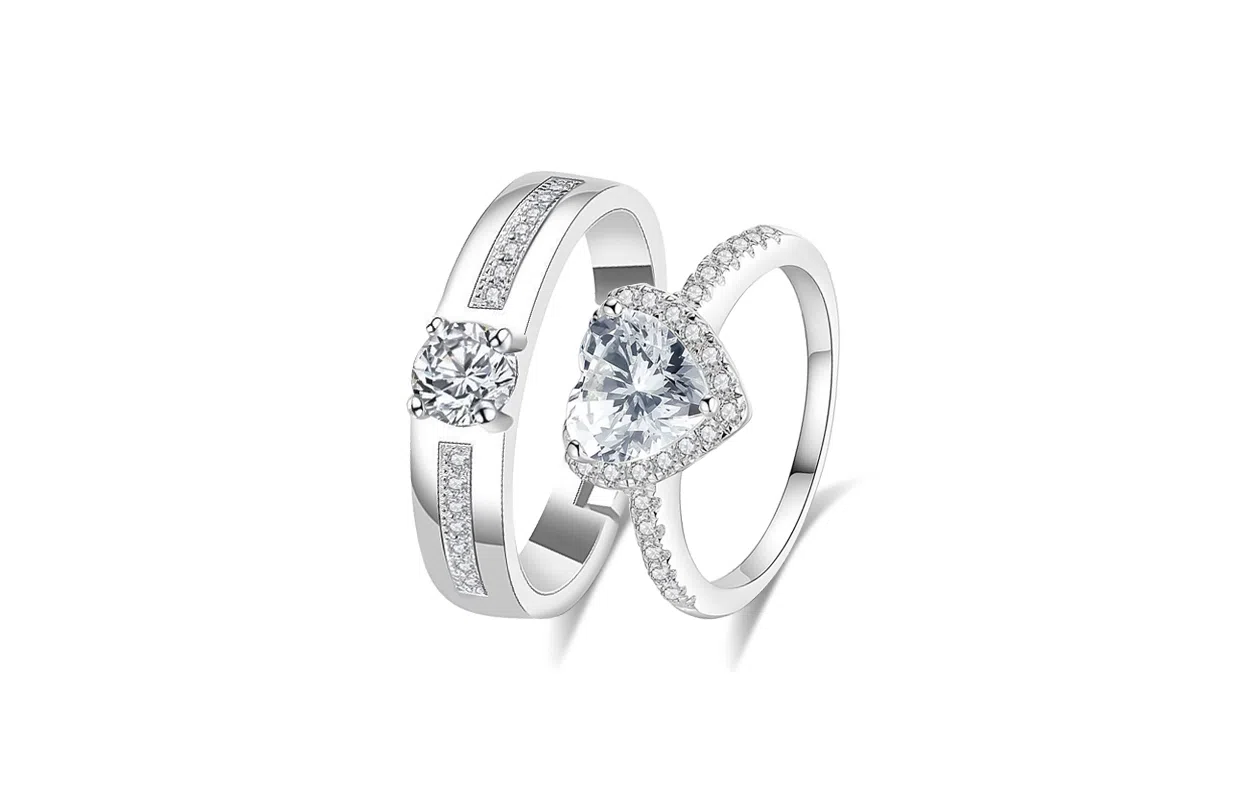 牧言 冷淡风气质简约小众设计高级感 立体闪耀爱心对戒可调节指环 合金 怦然爱意戒指 男女同款情侣款