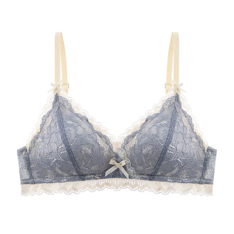 莫代尔 甜美少女撞色文胸蕾丝聚拢轻薄不空杯吸湿无钢圈支撑不跑杯无痕美背舒适胸罩 女款 组合装