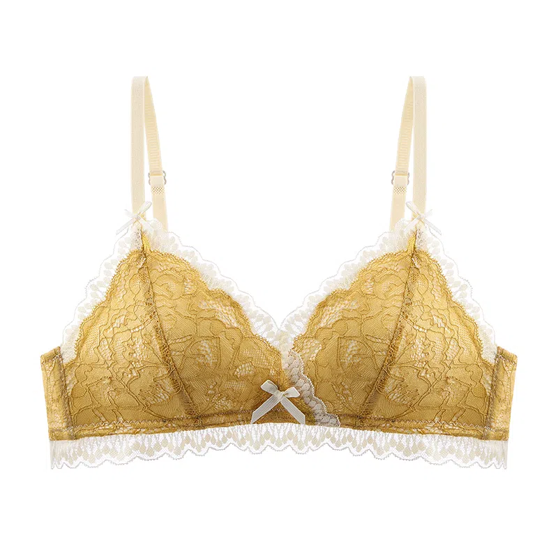 莫代尔 甜美少女撞色文胸蕾丝聚拢轻薄不空杯吸湿无钢圈支撑不跑杯无痕美背舒适胸罩 女款 组合装