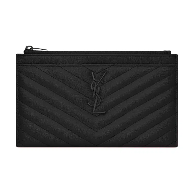 SAINT LAURENT YSL Monogram Quilted Leather Clutch