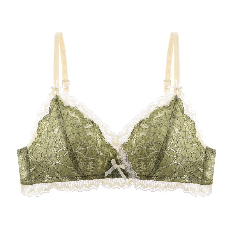 莫代尔 甜美少女撞色文胸蕾丝聚拢轻薄不空杯吸湿无钢圈支撑不跑杯无痕美背舒适胸罩 女款 组合装