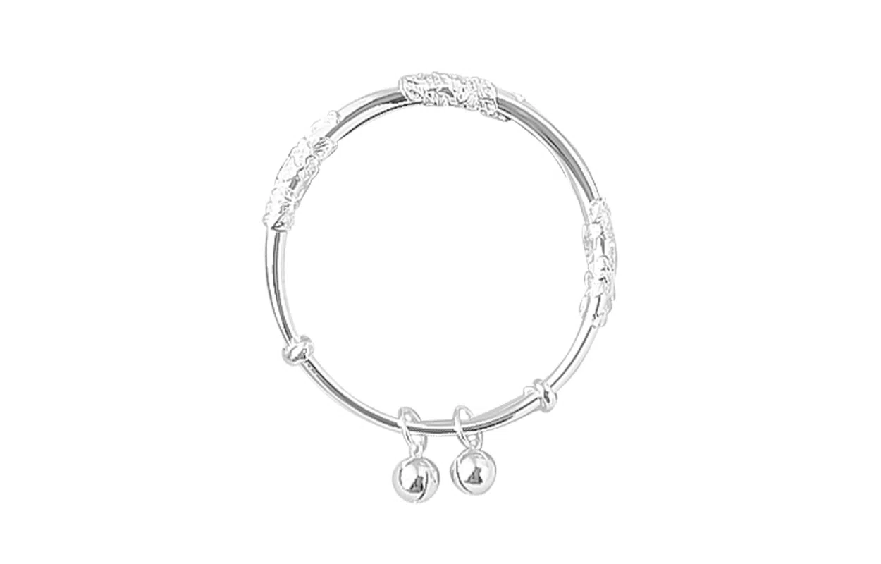 牧言 气质复古新中式简约小众设计高级感 光面立体光面花丝缠绕树叶开口双珠可调节铃铛手饰 合金 繁花似锦手镯 女款