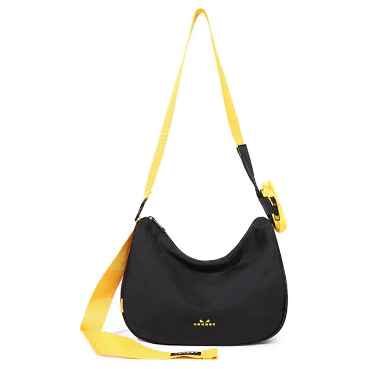 NOXXON Colorblock Nylon Shoulder Bag Medium Morandi Blue Obsidian Black