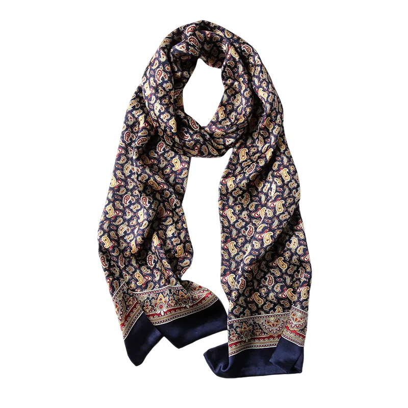 杭丝路 高档素绉缎 杭州丝绸搭配西装西服 桑蚕丝 丝巾 男款