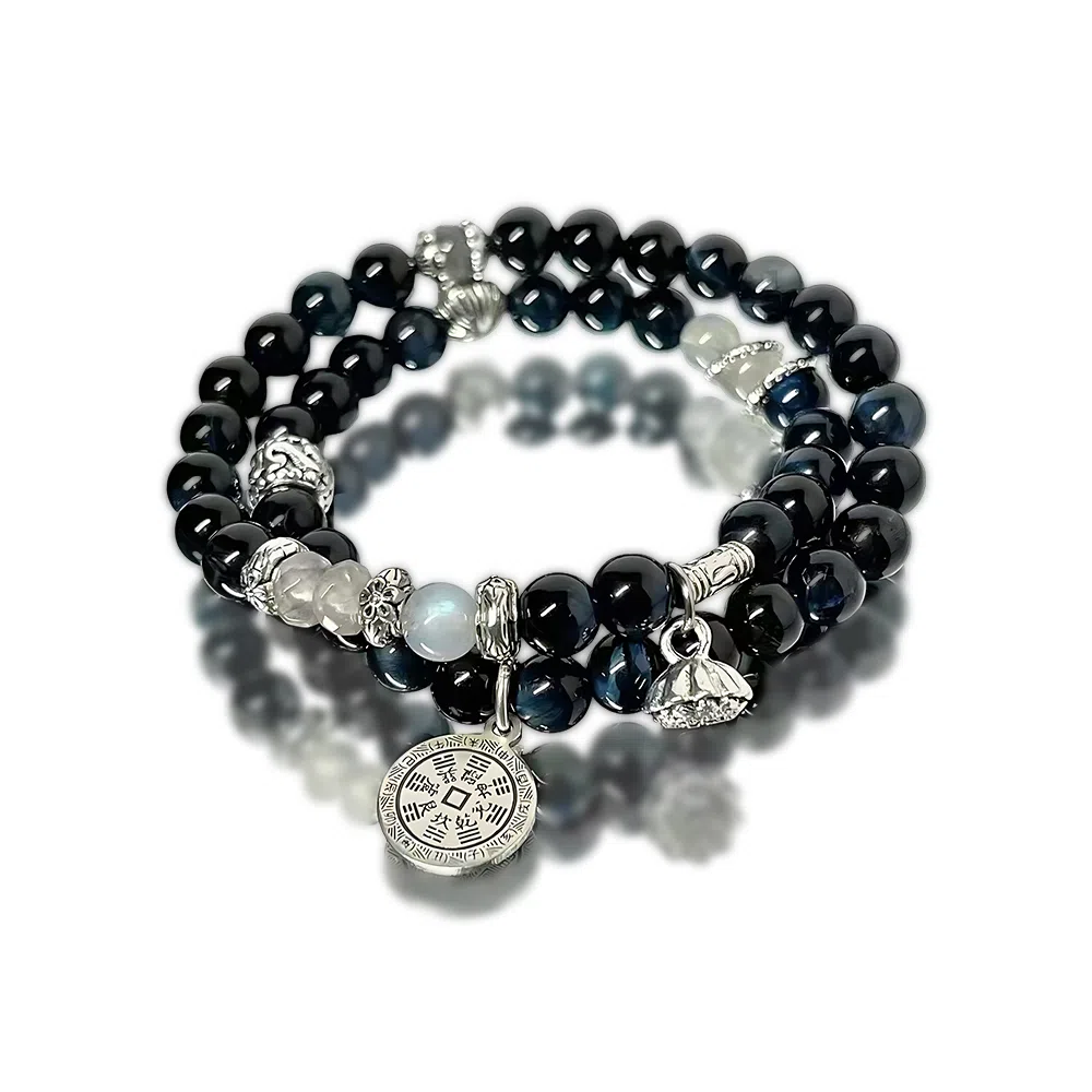 饰伴 黑白转运珠平安招财新中式国潮时尚 玻璃 手串 男女同款情侣款