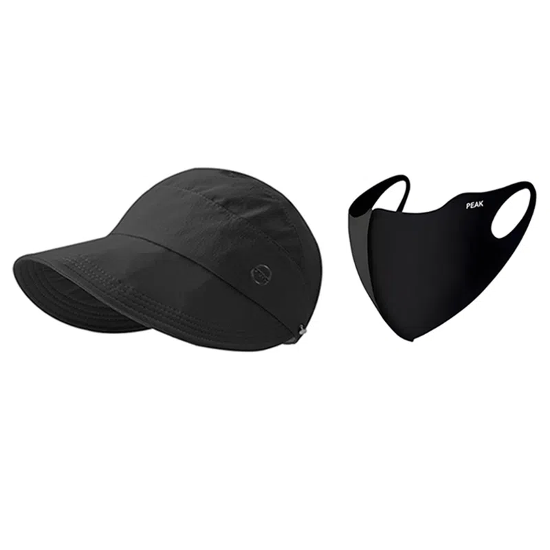 匹克 出行必备 可扎马尾 薄款透气速干 空顶遮阳太阳 口罩冰袖套装 聚酯纤维 防晒帽 女款