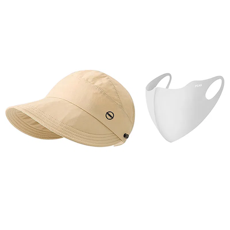 匹克 出行必备 可扎马尾 薄款透气速干 空顶遮阳太阳 口罩冰袖套装 聚酯纤维 防晒帽 女款