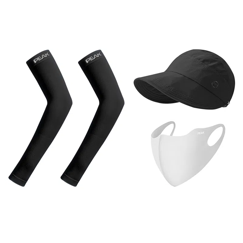 匹克 出行必备 可扎马尾 薄款透气速干 空顶遮阳太阳 口罩冰袖套装 聚酯纤维 防晒帽 女款