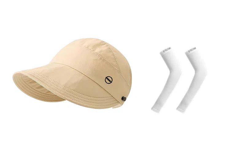 匹克 出行必备 可扎马尾 薄款透气速干 空顶遮阳太阳 口罩冰袖套装 聚酯纤维 防晒帽 女款