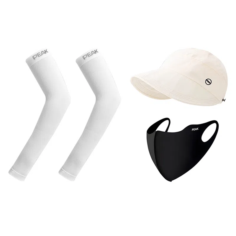 匹克 出行必备 可扎马尾 薄款透气速干 空顶遮阳太阳 口罩冰袖套装 聚酯纤维 防晒帽 女款