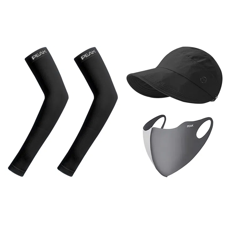 匹克 出行必备 可扎马尾 薄款透气速干 空顶遮阳太阳 口罩冰袖套装 聚酯纤维 防晒帽 女款