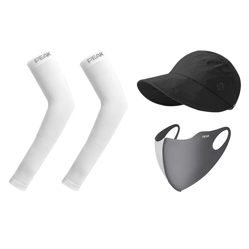 匹克 出行必备 可扎马尾 薄款透气速干 空顶遮阳太阳 口罩冰袖套装 聚酯纤维 防晒帽 女款