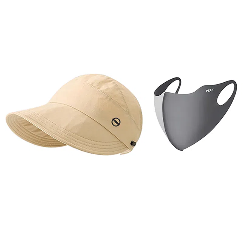 匹克 出行必备 可扎马尾 薄款透气速干 空顶遮阳太阳 口罩冰袖套装 聚酯纤维 防晒帽 女款