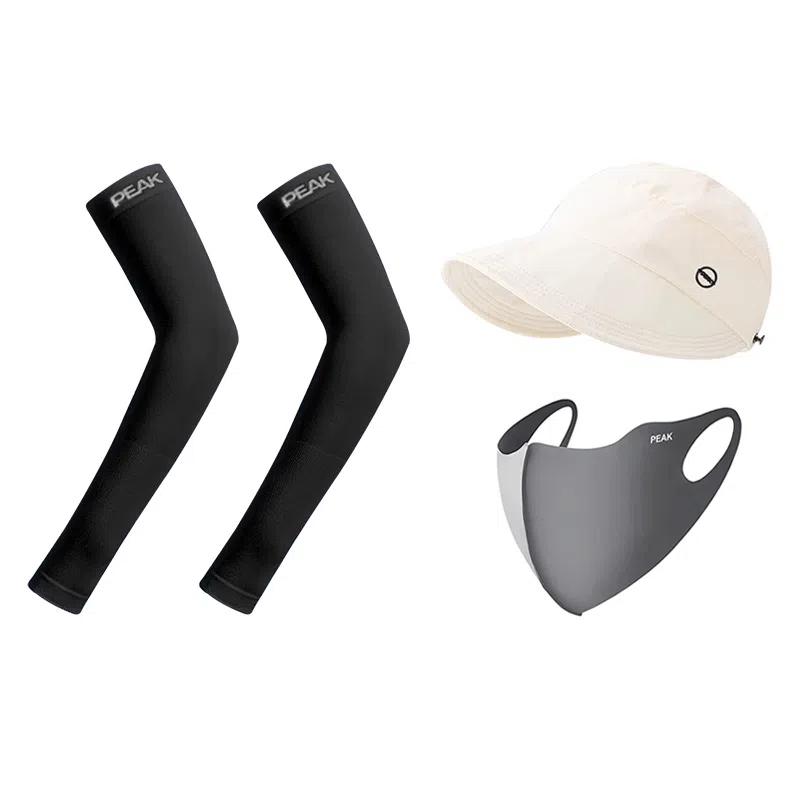 匹克 出行必备 可扎马尾 薄款透气速干 空顶遮阳太阳 口罩冰袖套装 聚酯纤维 防晒帽 女款