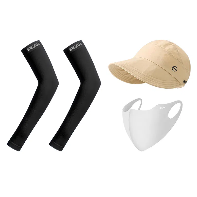 匹克 出行必备 可扎马尾 薄款透气速干 空顶遮阳太阳 口罩冰袖套装 聚酯纤维 防晒帽 女款