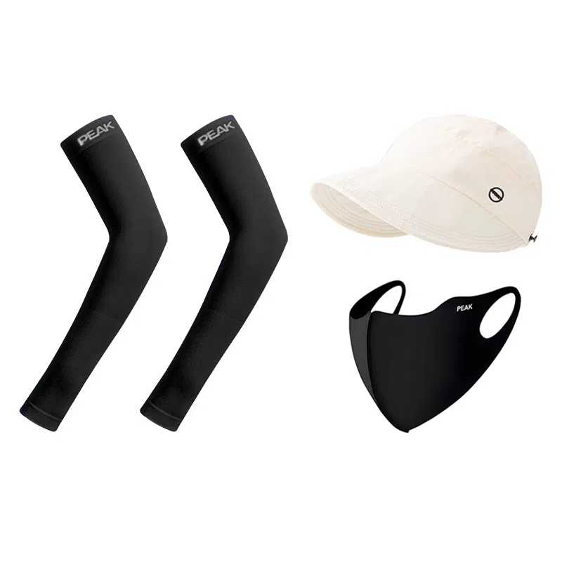 匹克 出行必备 可扎马尾 薄款透气速干 空顶遮阳太阳 口罩冰袖套装 聚酯纤维 防晒帽 女款