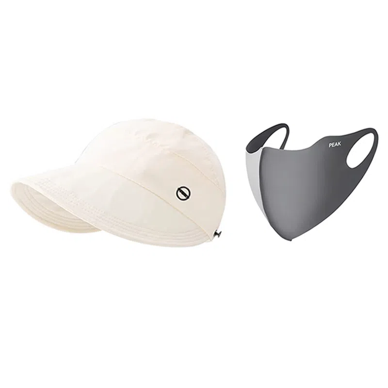 匹克 出行必备 可扎马尾 薄款透气速干 空顶遮阳太阳 口罩冰袖套装 聚酯纤维 防晒帽 女款