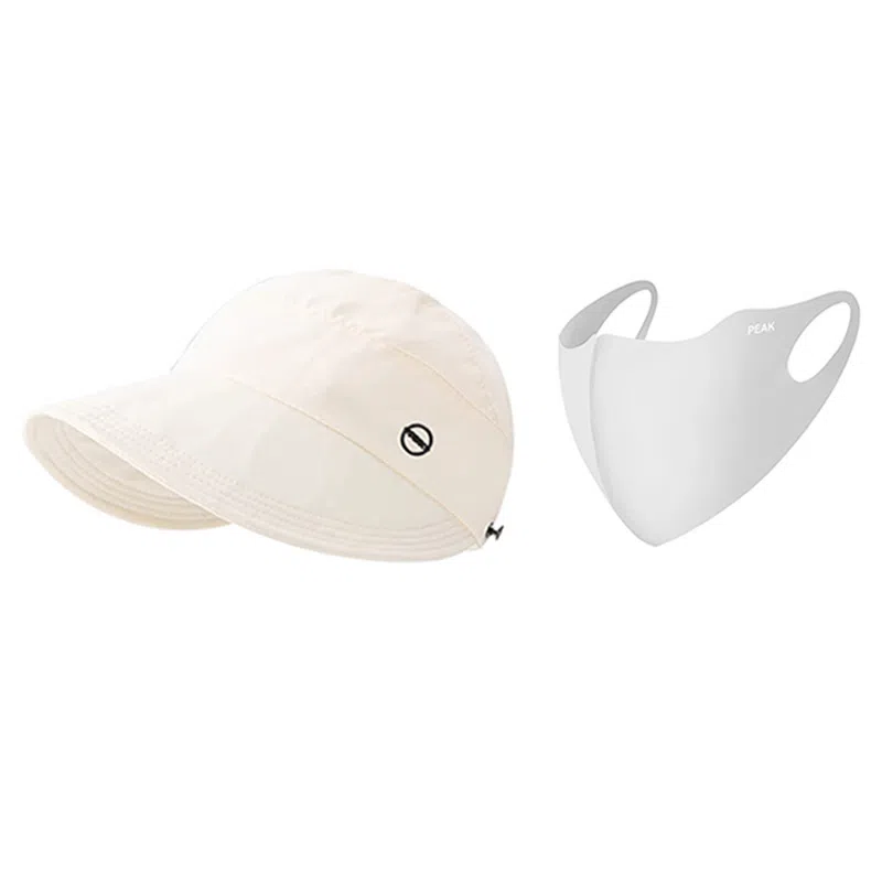 匹克 出行必备 可扎马尾 薄款透气速干 空顶遮阳太阳 口罩冰袖套装 聚酯纤维 防晒帽 女款