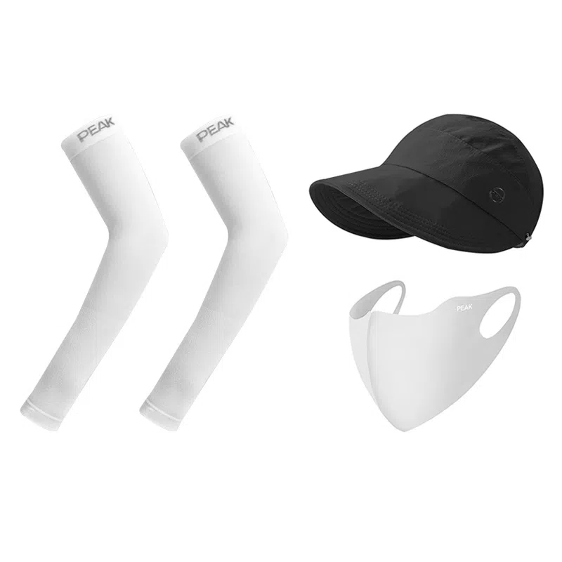 匹克 出行必备 可扎马尾 薄款透气速干 空顶遮阳太阳 口罩冰袖套装 聚酯纤维 防晒帽 女款