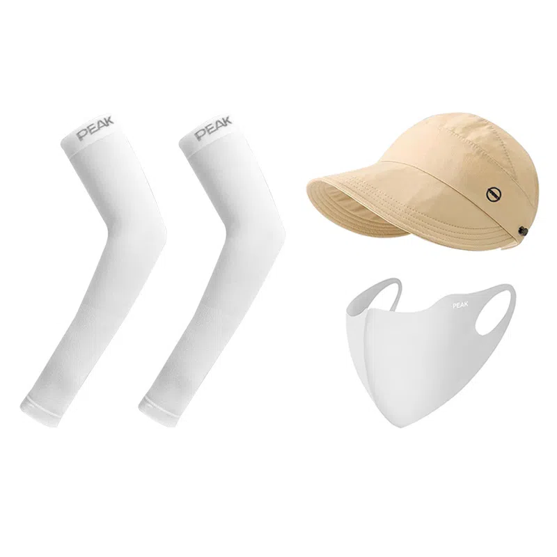 匹克 出行必备 可扎马尾 薄款透气速干 空顶遮阳太阳 口罩冰袖套装 聚酯纤维 防晒帽 女款