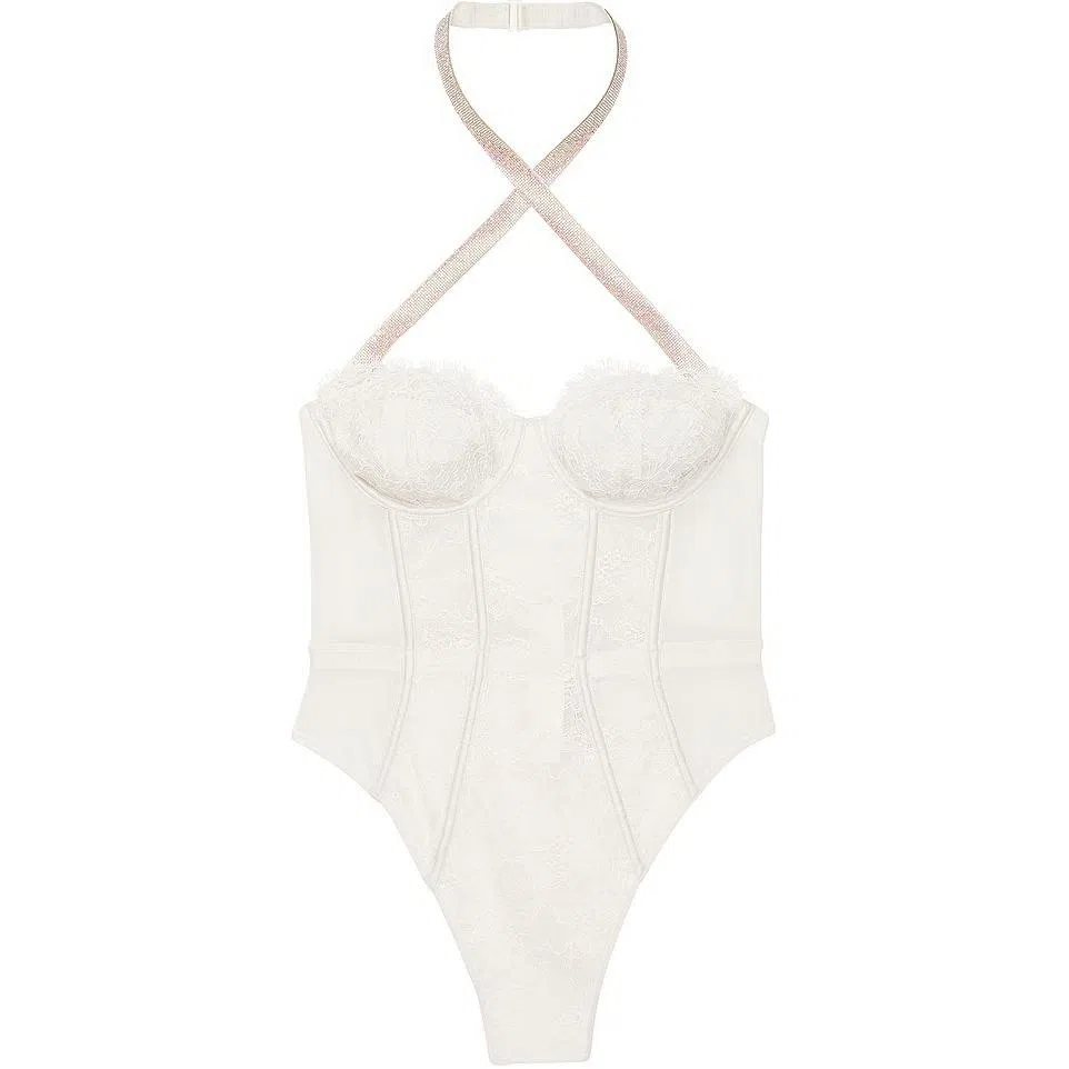 Victoria's Secret PINKVERY SEXY Shine Strap Halter Lace TeddyW