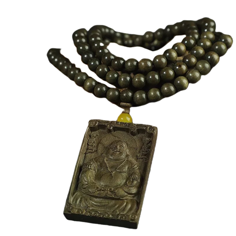 仙作美 国潮搭佛牌子 金丝楠 木作手串 男女同款情侣款 阴沉木