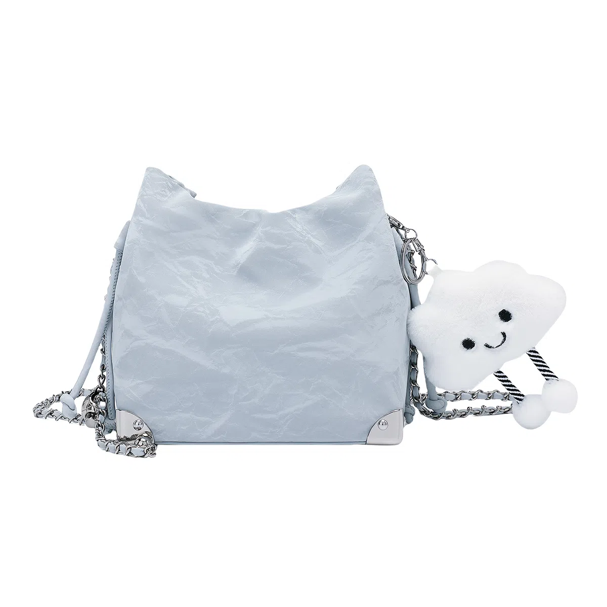 稻草人 甜酷少女小众设计 国风绸缎丝滑质感  聚氨酯革 腋下包 磁扣开合水桶包  链条云朵包单肩包斜挎包 常规 女款 多色