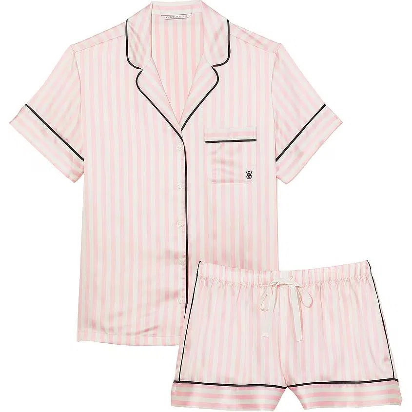 Victoria's Secret Satin Short Pajama SetPink Iconic Strape