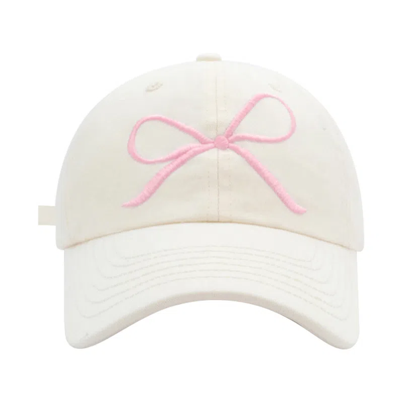 啄木鸟 刺绣蝴蝶结可爱甜美棒球帽显脸小休闲学生户外遮阳帽 棉 鸭舌帽 女款