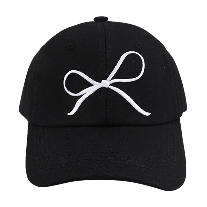 啄木鸟 刺绣蝴蝶结可爱甜美棒球帽显脸小休闲学生户外遮阳帽 棉 鸭舌帽 女款