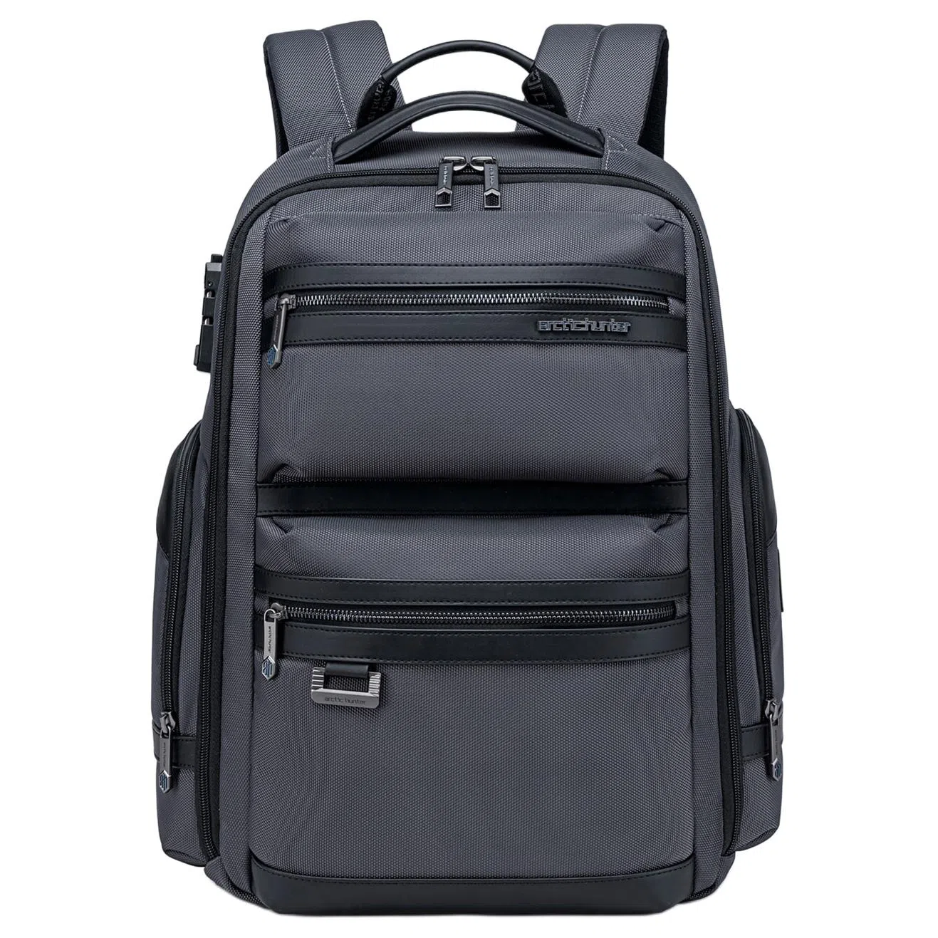 北极猎人 经典欧美出差大容量 复合涤纶 双肩包 大号 男女同款情侣款 黑色/蓝色/灰色