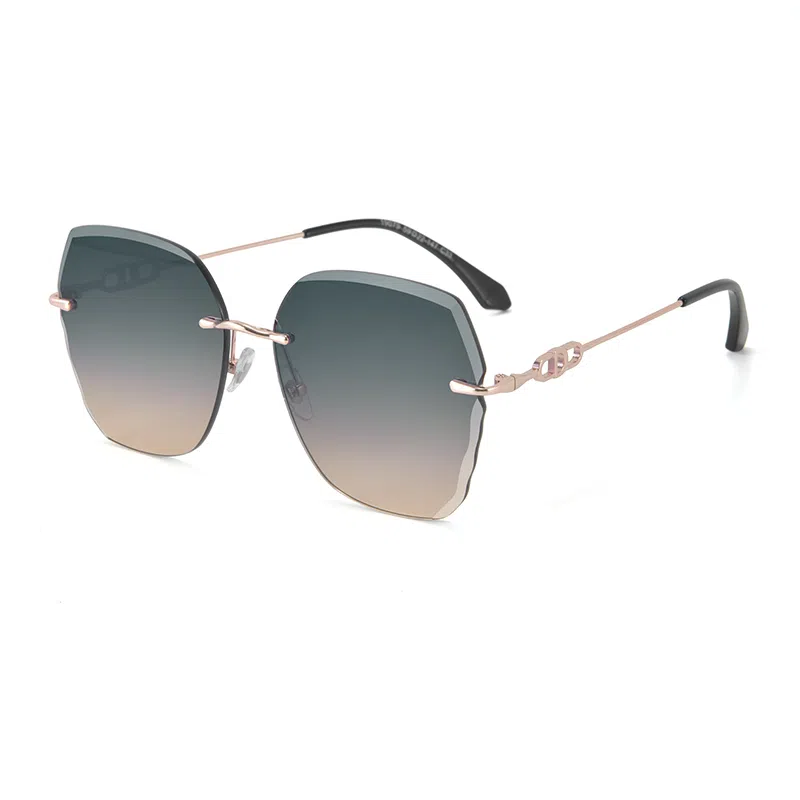 康视顿 韩版防晒遮阳无框个性切边时尚潮开车海边墨镜 合金 不规则形 太阳眼镜 女款