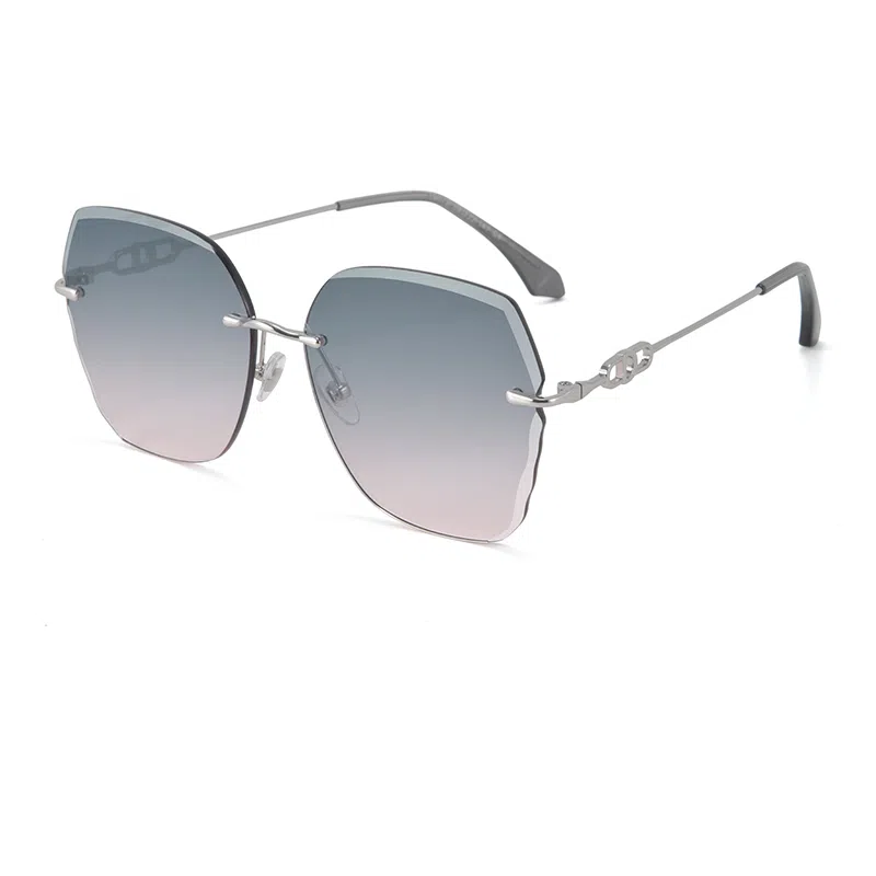 康视顿 韩版防晒遮阳无框个性切边时尚潮开车海边墨镜 合金 不规则形 太阳眼镜 女款