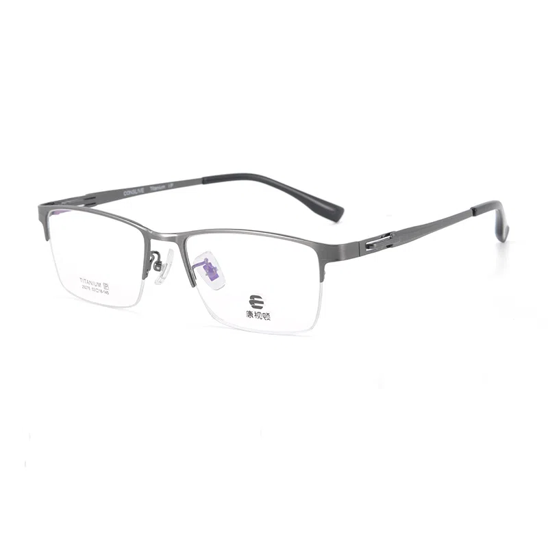 【联系客服可配度数】 康视顿 商务钛材镜框极简半框近视眼镜架光学 纯钛 方形 光学镜架 男款